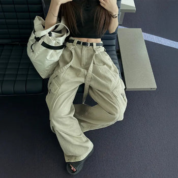 Rough Belted Pintuck Dyed Cargo Pants