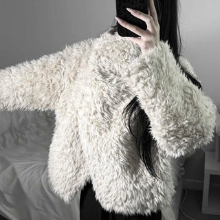 Teddy Fur Faux Turtleneck Oversized Jacket