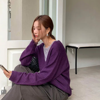 Ropia Wool Deep V-Neck Knit