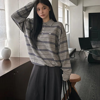 Border Stripe Collared Knit