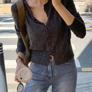 Warp Round Knit Cardigan