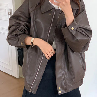 Oversized leather blouson