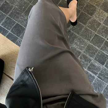 Matte Elastic Waist Midi Skirt -
