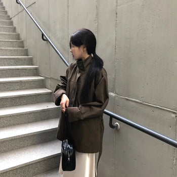 Deeper High-Neck Belt Loose Fit Oversized Jacket