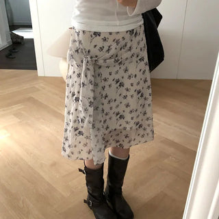 Flower Tie Midi Skirt 2 Colors