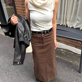 Turtleneck Knit  Draped Sleeveless Knit