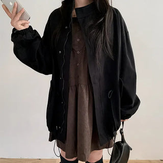 Rami Half-neck Oversized Short Field Jacket High-neck Loose-fit String Big Size Field Jacket Short Jumper Transitional Autumn