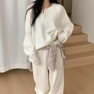 Soft Henley neck wool knit
