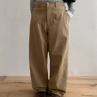 Taper Bio-Washed Tab Wide Pants Cotton Pants Straight Pants Balloon Pants Plus Size Unisex Lower Body Shaping Cotton Pants for Thicker Bottoms Autumn