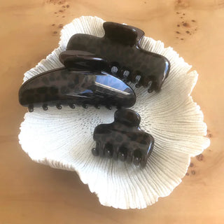(3 types) Deep Brown Leopard Print Claw Clip, Updo Leopard Hair Clip, Half-Updo Crescent Square Hair Pin, Large Hair Pin