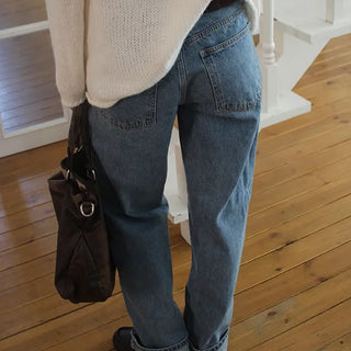 *90s Mood* Classic No-Wash Mid-Rise Semi-Wide Straight Denim Pants