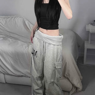 Training Cargo Folding Low-Rise Logo Wide Long Pants