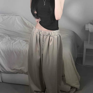 Studded Elastic Denim Wide Long Pants