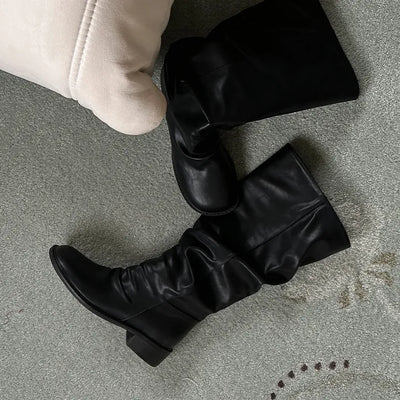 Slouch Drape Long Boots