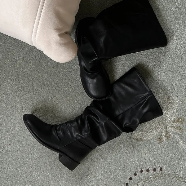 Slouch Drape Long Boots