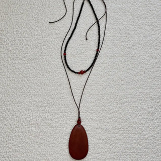 Wooden Bohemian Big Drop Necklace