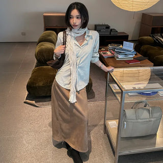 Pedal Suede Long Skirt