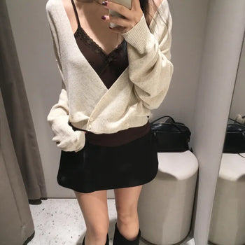 *Highly Recommended Mala Fit ∿ ෆ* Sue V-neck Wrap Knit Cardigan