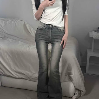 High-Waisted Hip-Padded Bootcut Back Pocket Jeans