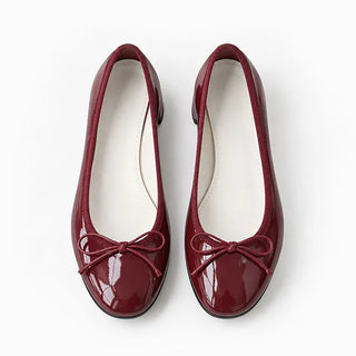 Round Toe Basic Ribbon Ballerina Flats