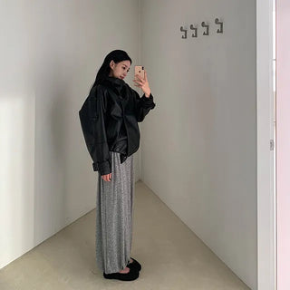 Ber High-neck Leather Jacket