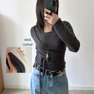 Atope Wrap Bustier Layered Knit