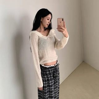 Arrow collar alpaca knit