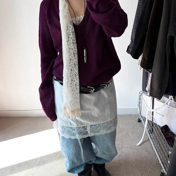 Mauve Soft Wool Deep V-Neck Knit