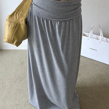 Low Shirring Folding Maxi Skirt