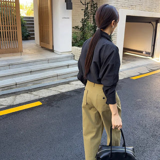 Bart Pocket Cotton High-Waisted Straight Fit Wide Pants