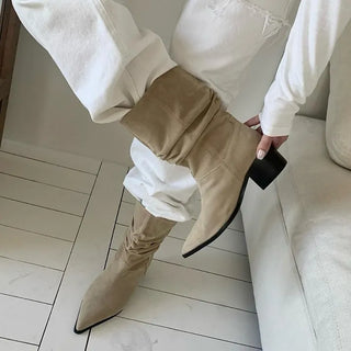 Western Shirred Mid-calf Boots