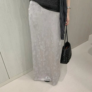 Jacquard back-banded maxi skirt