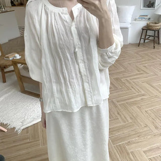 Wrinkle Shirred Blouse
