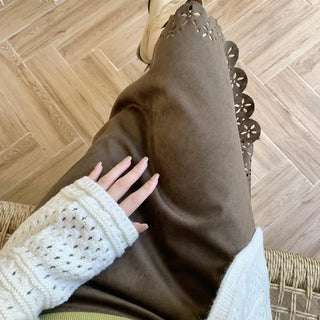 Suede Perforated Skirt