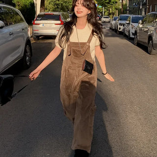 Herb Corduroy Cargo Suspenders Corduroy Curvy Lower Body Correction Plus Size Cargo Pants Wide Pants Balloon Pants Autumn Winter