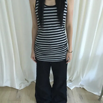 Striped long sleeveless top