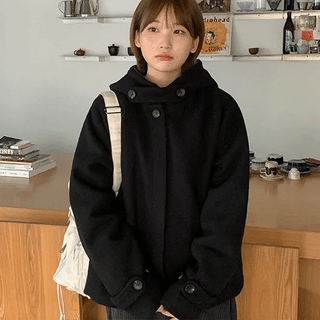 Kalten Check Color Block Hooded Coat Jacket