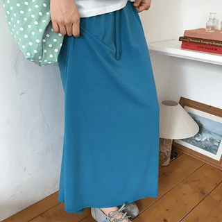 Chiyu Basic Color Elastic Long Skirt