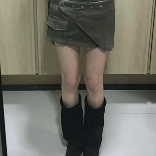 suede pocket wrap skirt
