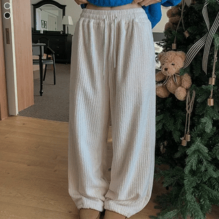 Sherpa Fleece Elastic String Wide Pants