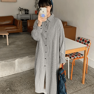 Edia Check Shirt Long Dress