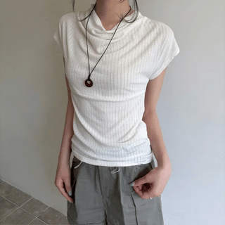 Lace Shirring Cap T-shirt