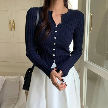 Land Basic Ribbed Cardigan