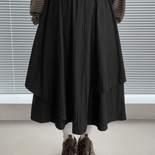 Fitco Cotton Asymmetrical Elastic Waist Long Skirt