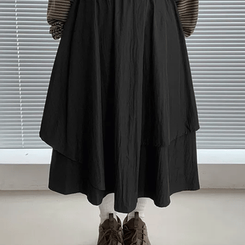 Fitco Cotton Asymmetrical Elastic Waist Long Skirt