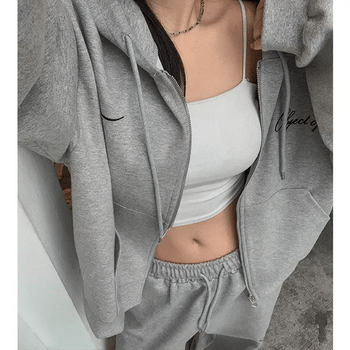 Obe Lettering Oversized Zip-up Hoodie