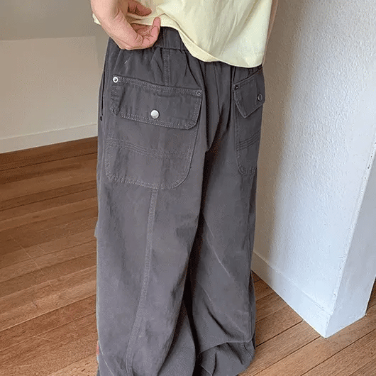 Dason Button Parachute Banding String Pants