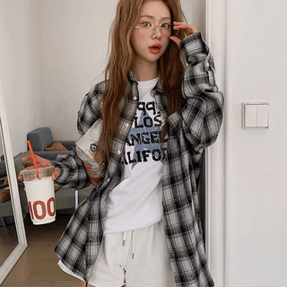 Flame Boxy Fit Check Shirt