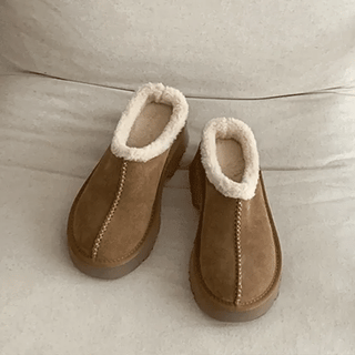 Maison Cowhide Platform UGG Slippers