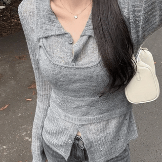 Toby Collar Knit Bustier Set